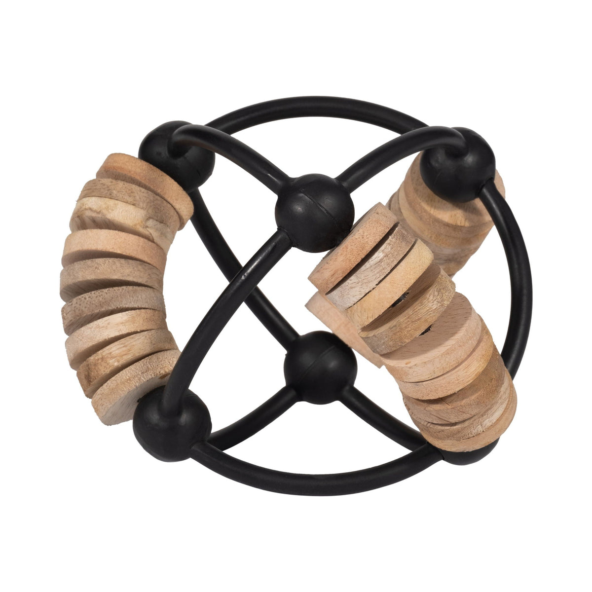 Metal 6" Abacus Orb - Natural / Black