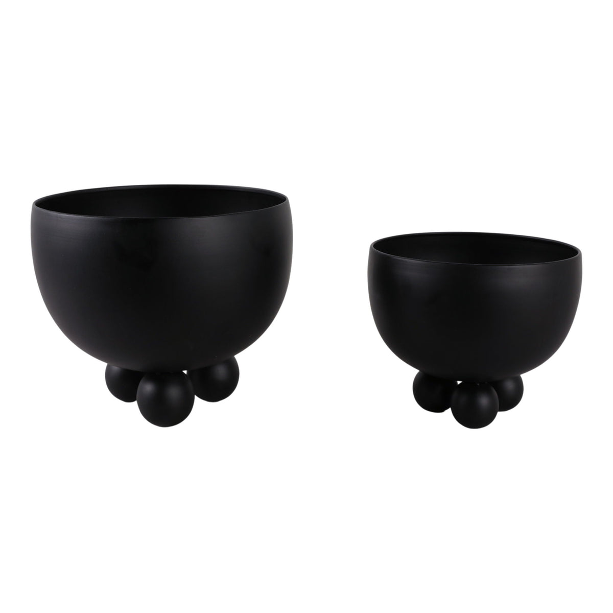 9" / 11" Metal Bowl Planter With Ball Feet (Set of 2) - Black