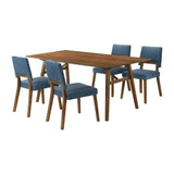 Channell - Walnut Wood Dining Table Set