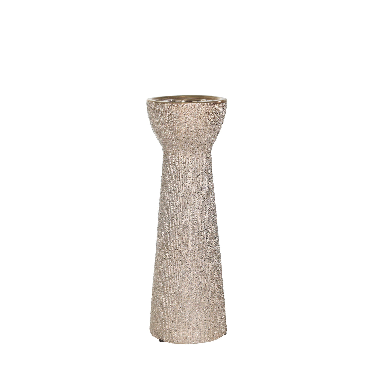 Ceramic Bead Candle Holder 12" - Champagne
