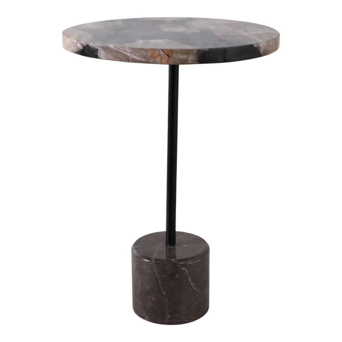 21" x 15" Petrified Wood Accent Table - Black / Tan