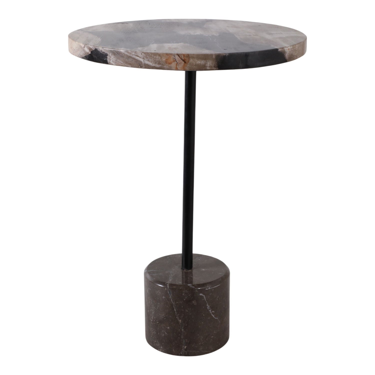 21" x 15" Petrified Wood Accent Table - Black / Tan