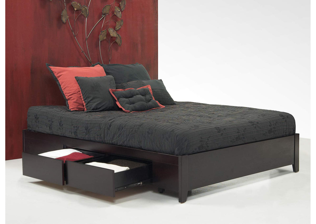 SP23D5 Simple Wood Storage Bed In Espresso