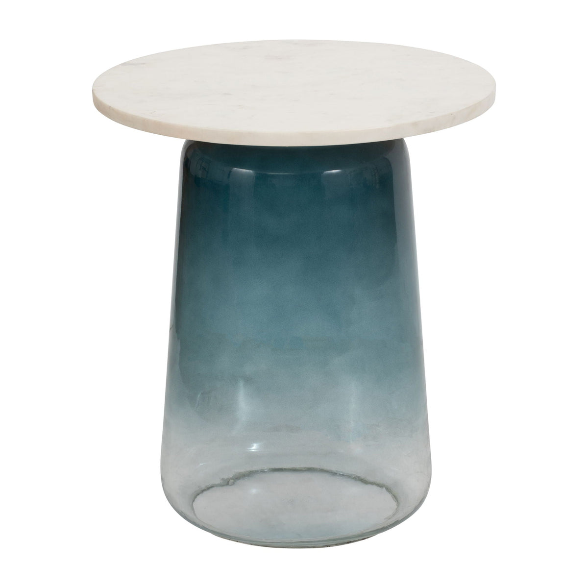 Marble Top Side Table Glass Base 22" - Blue