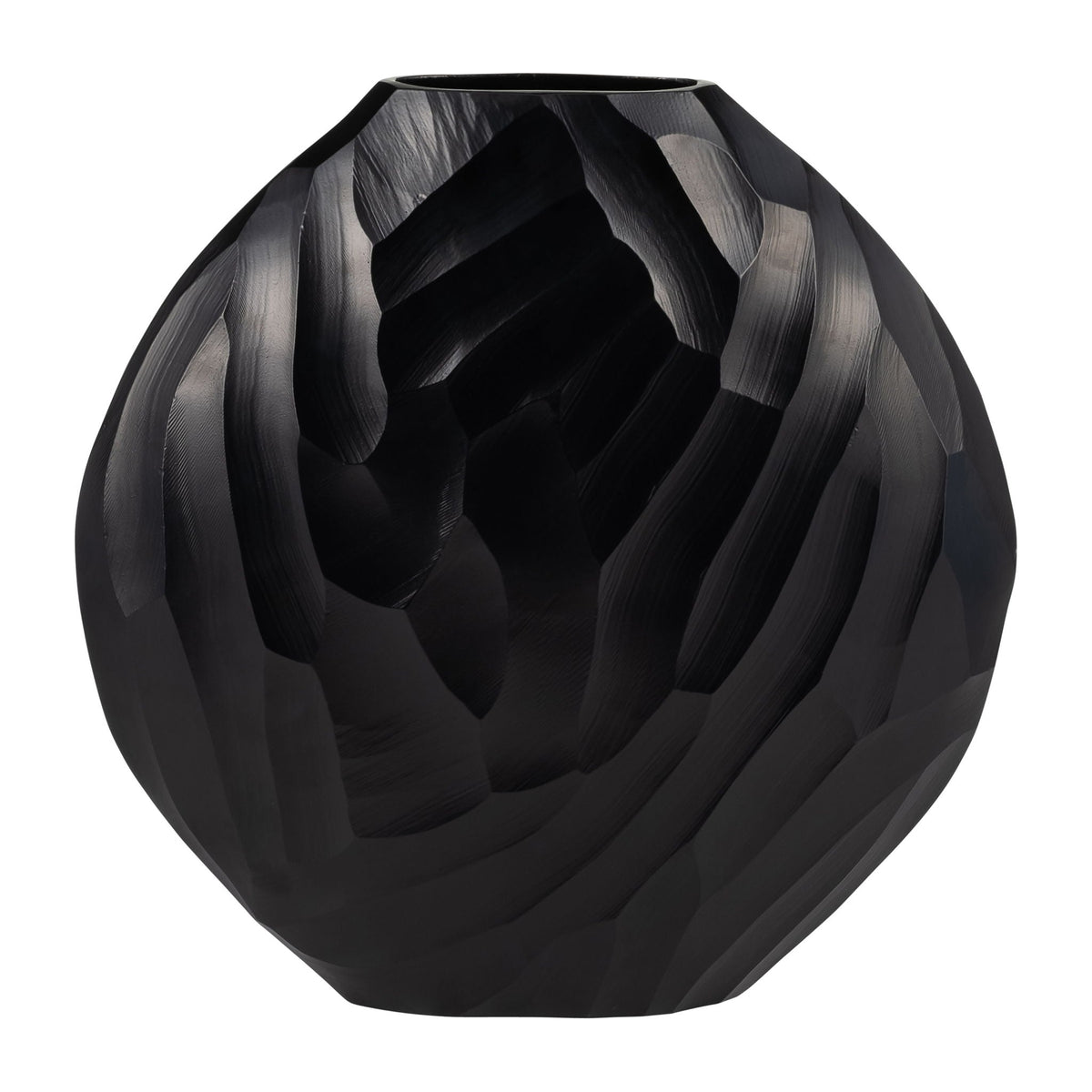 Aluminum Hammered Vase 14"- Matte Black