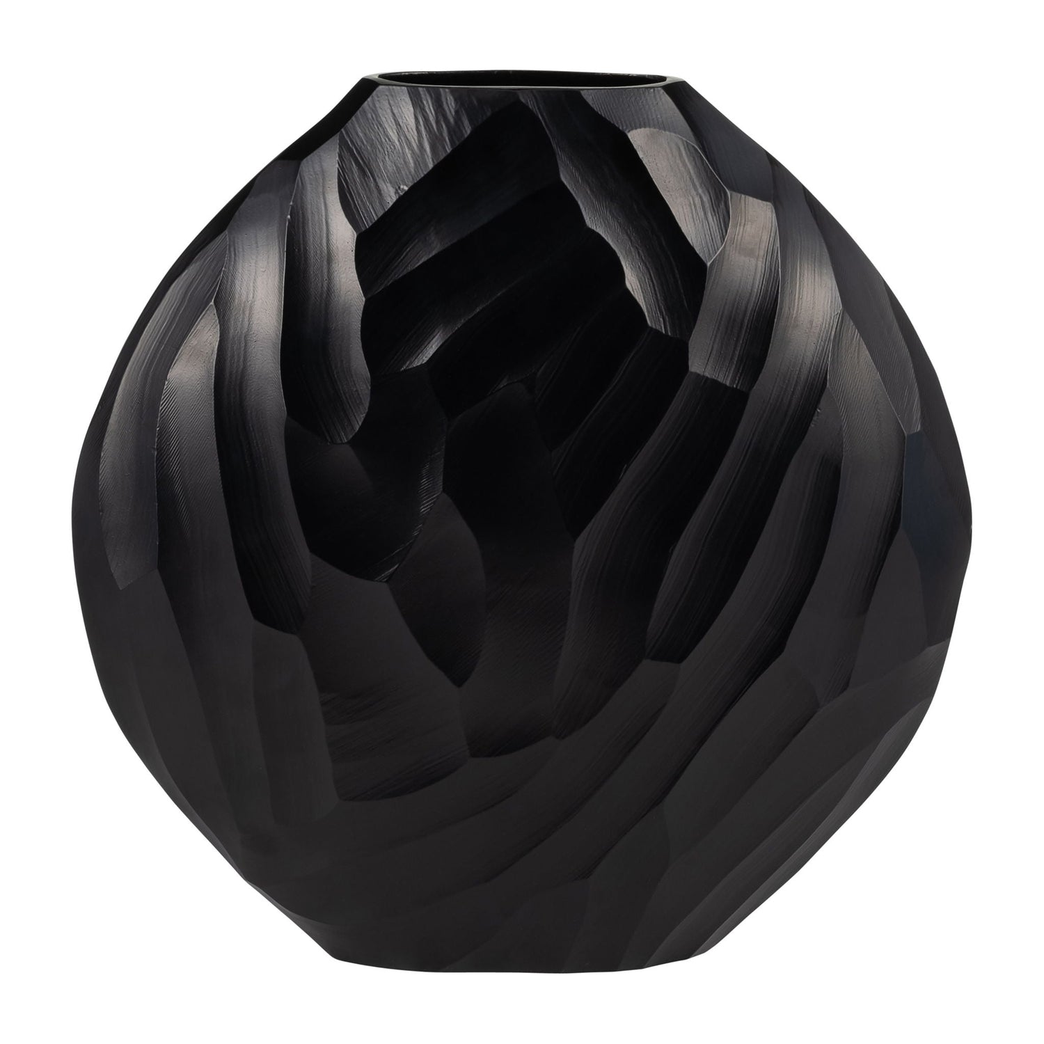 Aluminum Hammered Vase 14"- Matte Black