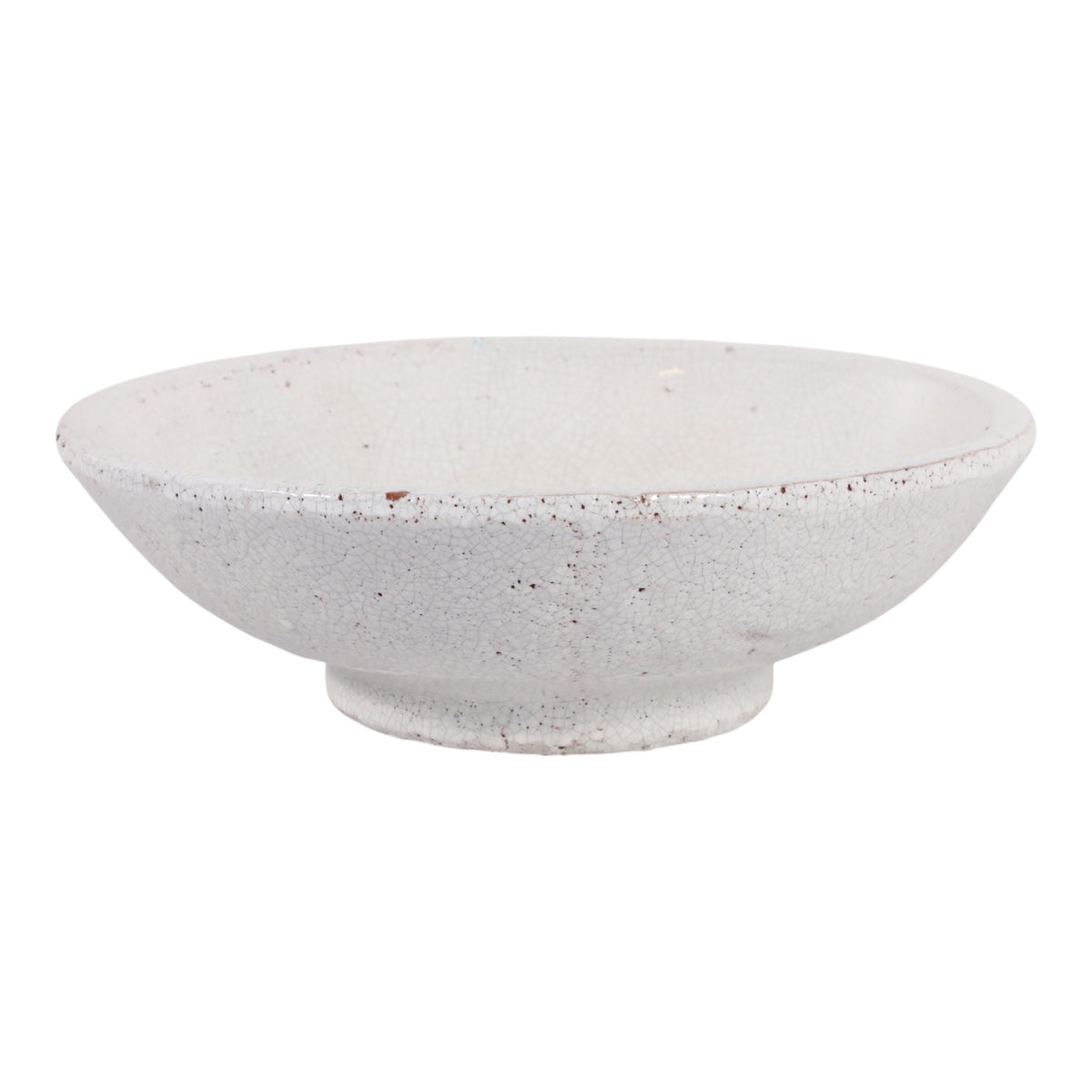 12" Crackle Finish Bowl - White