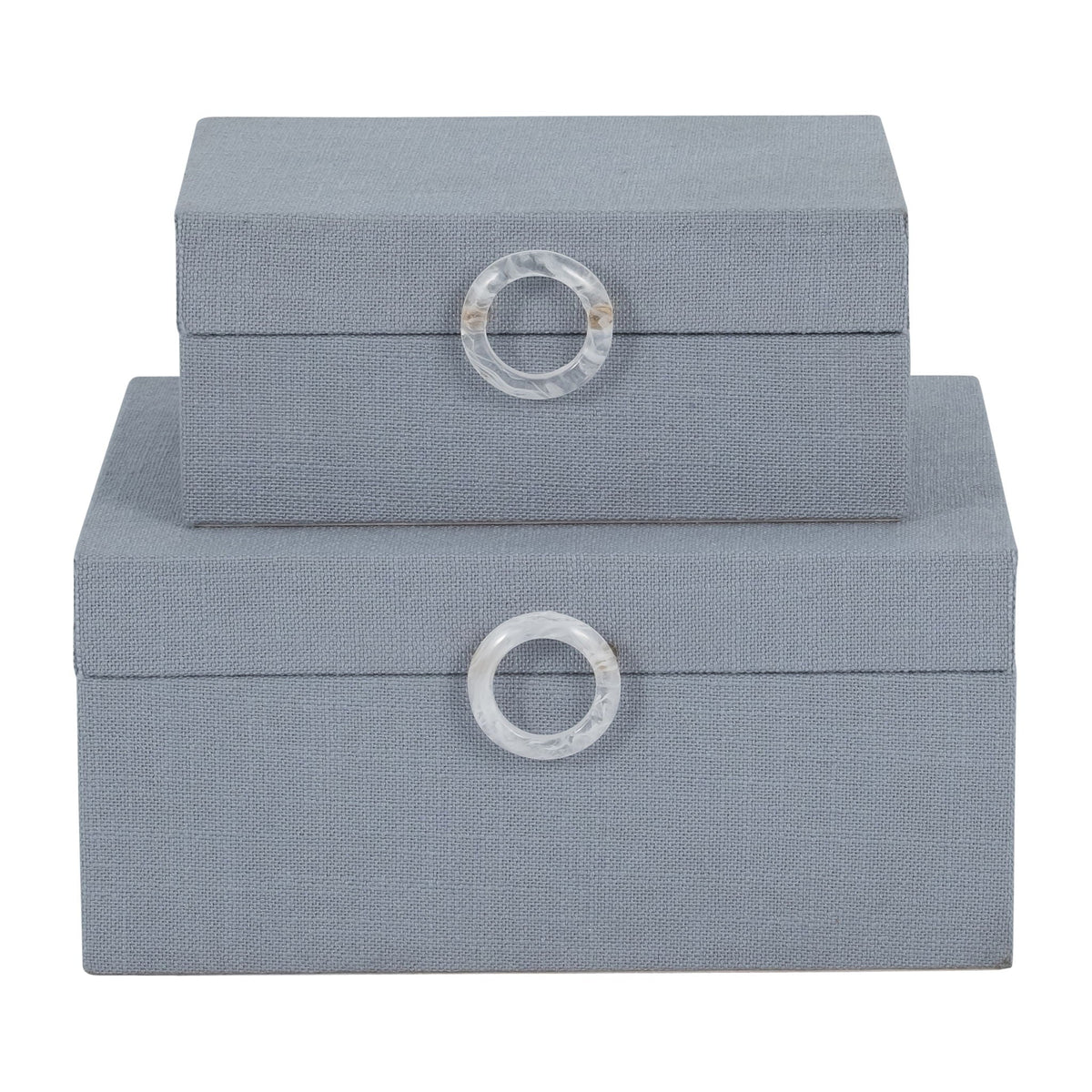 Box With Ring Detail (Set of 2) - Denim Blue
