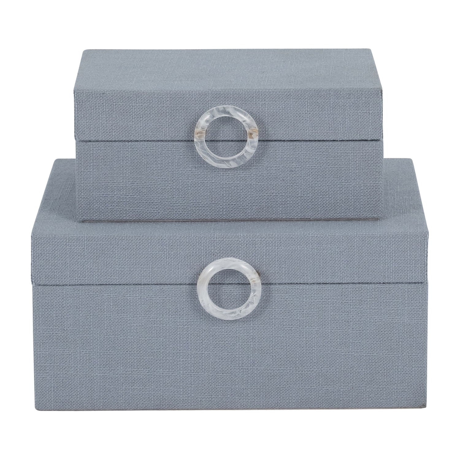 Box With Ring Detail (Set of 2) - Denim Blue