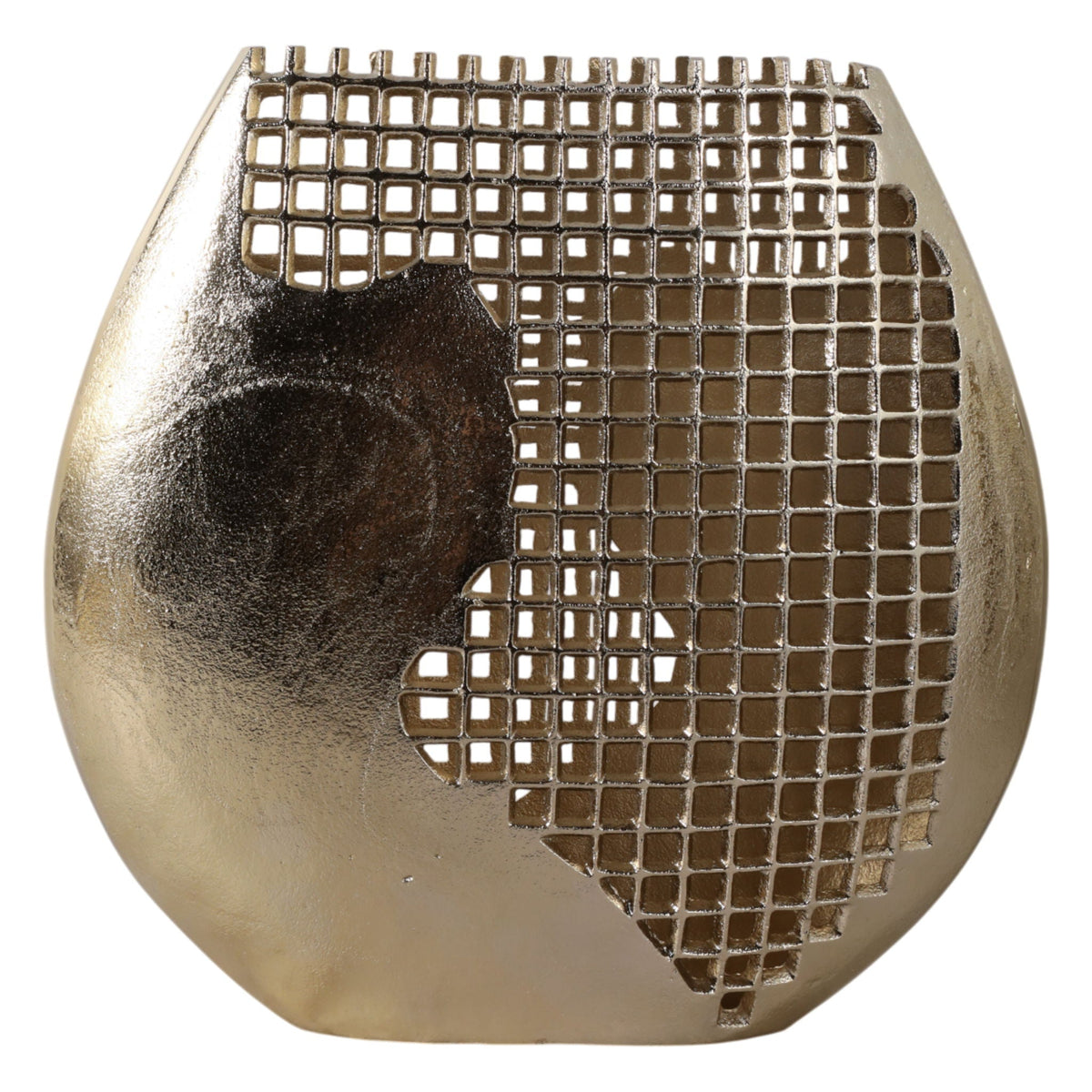 14" x 14" Partial Mesh Metal Vase - Gold