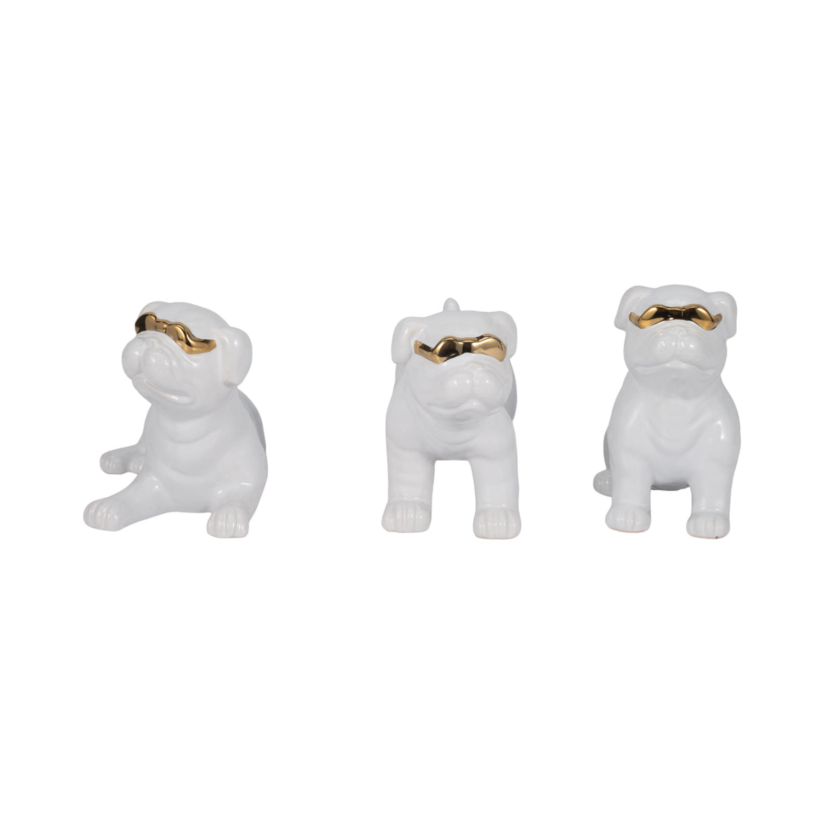 Pugs With Sunglasses (Set of 3) - White