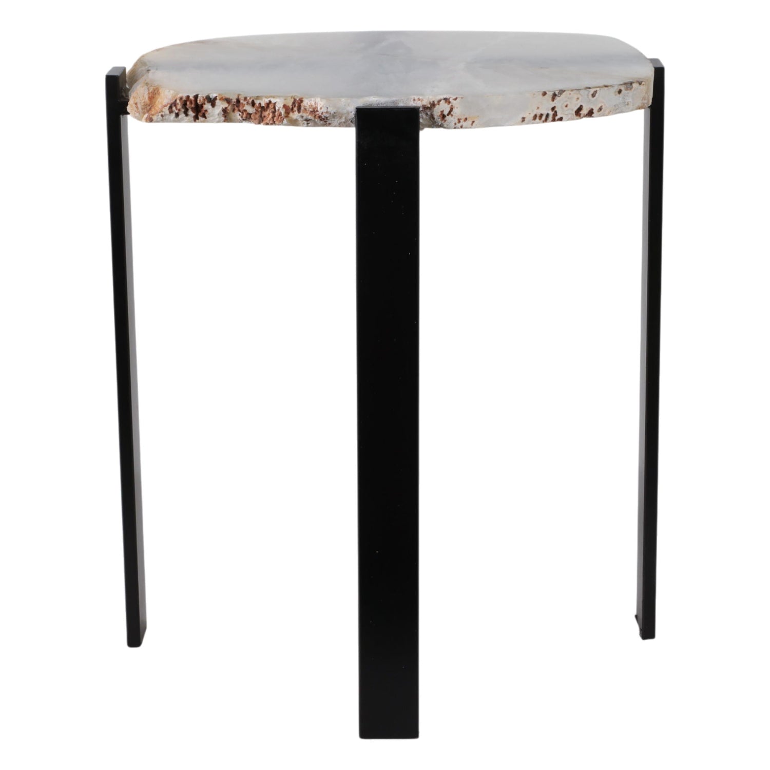 20" x 18" Raw Edge Agate Accent Table - White / Black