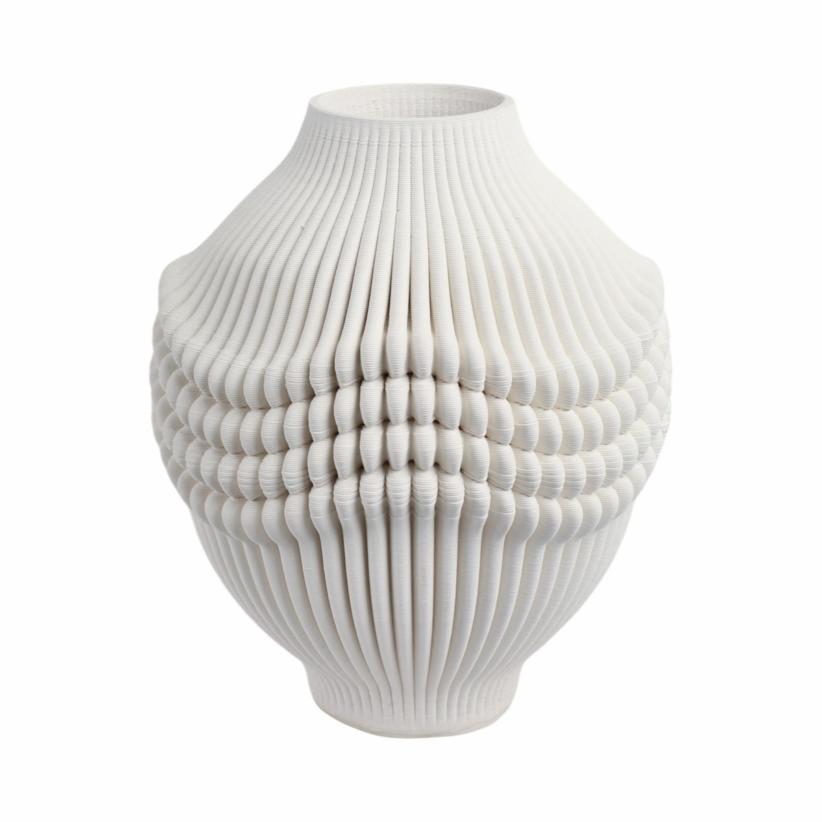 16" Coulter Large 3D Printed Porcelain Vase - Ivory