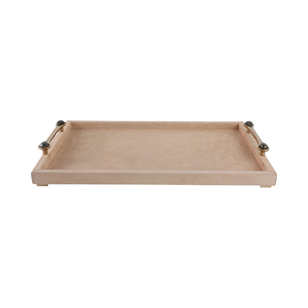 Kelsie Suede Labradorite Gemstone Hardware Tray - Tan