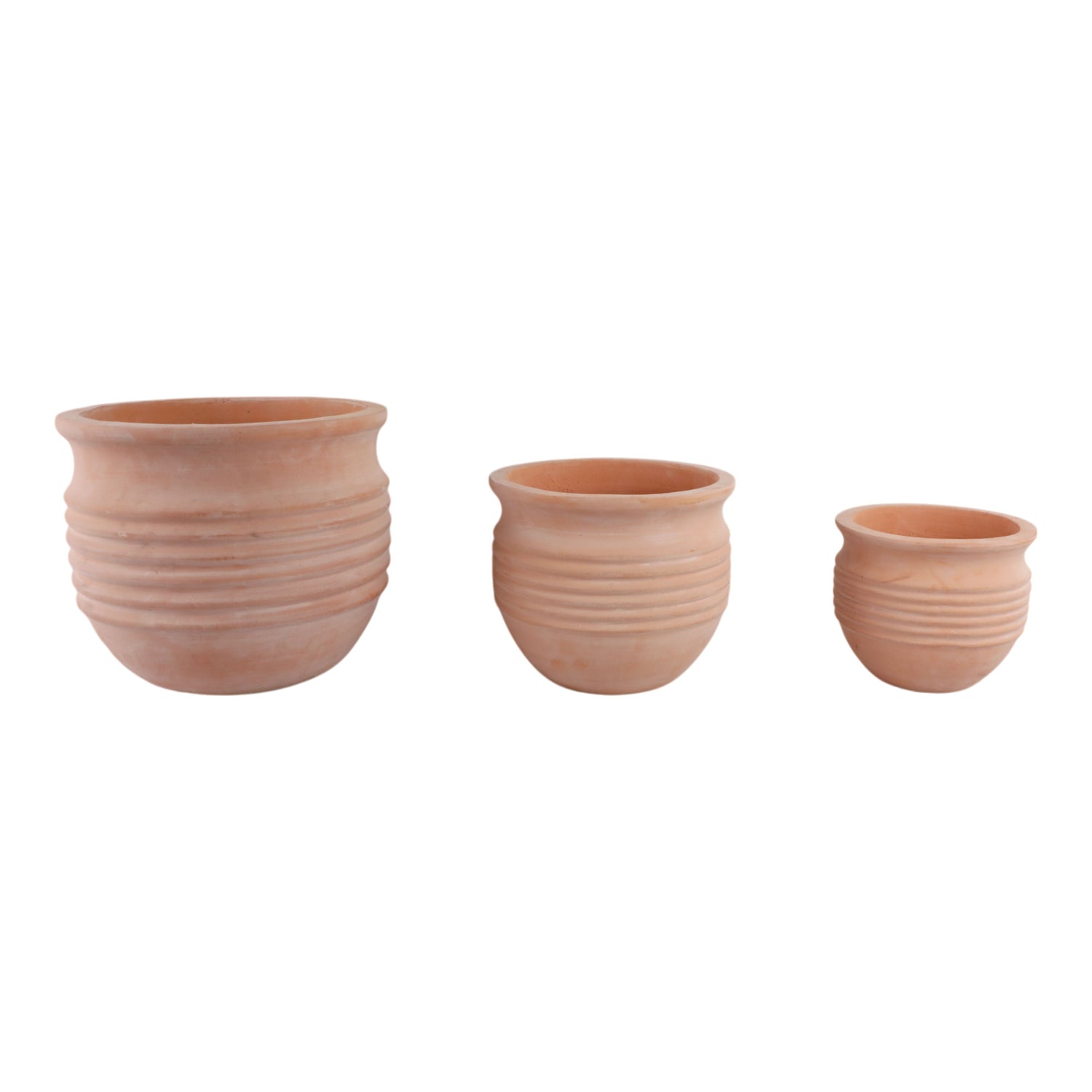 9" / 12" / 15" Terracotta Ribbed Pots (Set of 3) - Natural