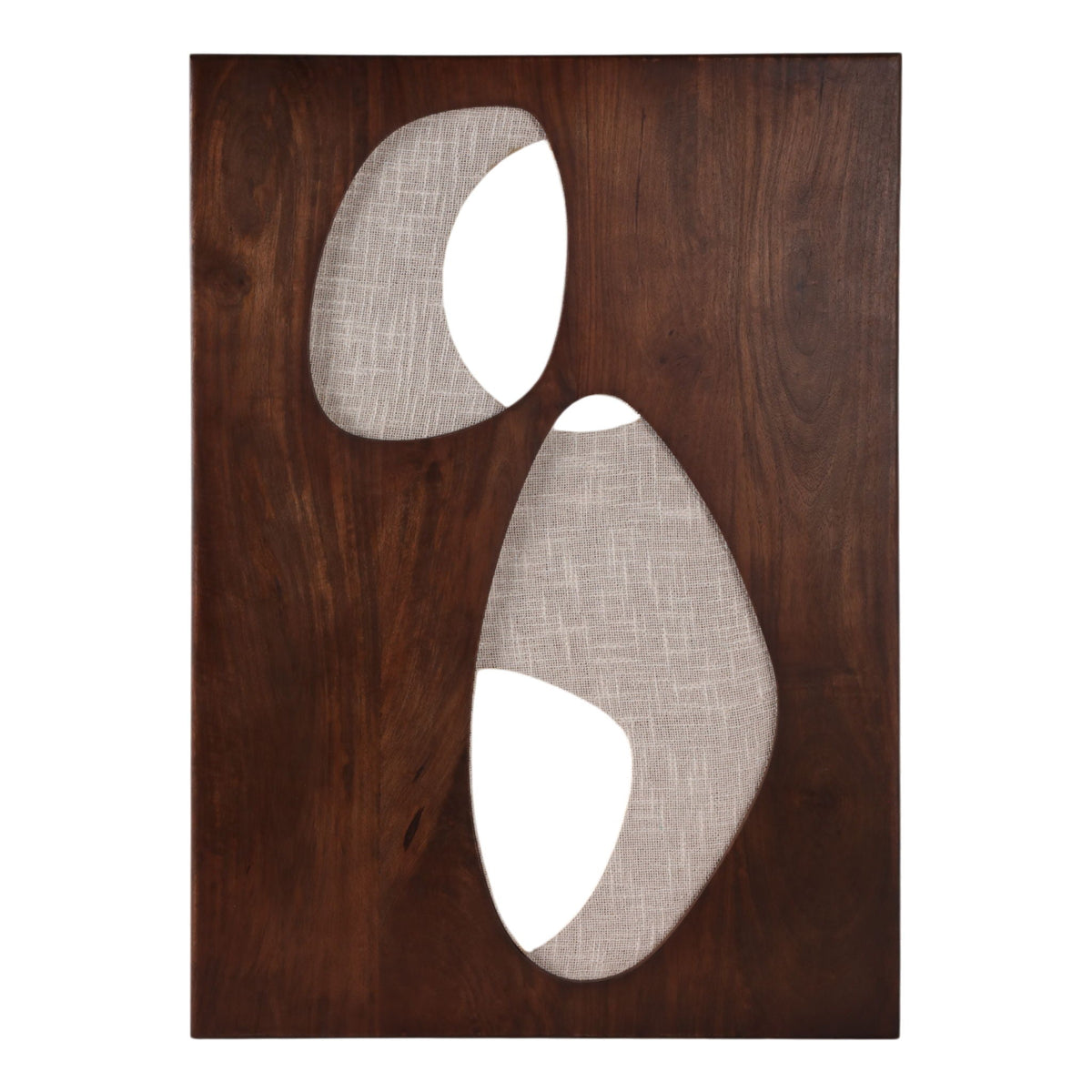 36" x 26" Wood & Fabric Mix-Media Modern Wall Art - Brown