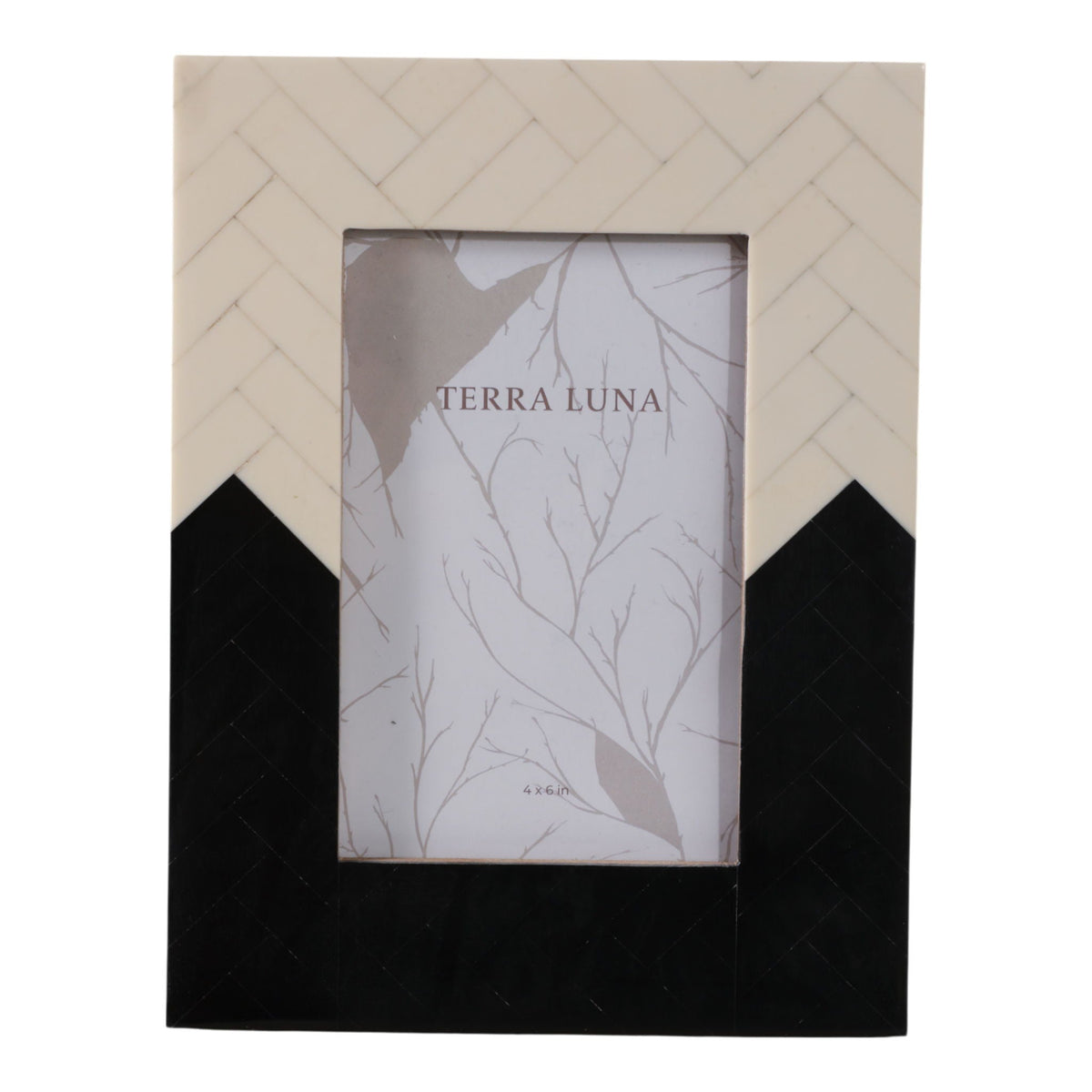 4" x 6" Herringbone 2-Tone Photo Frame - Ivory / Black