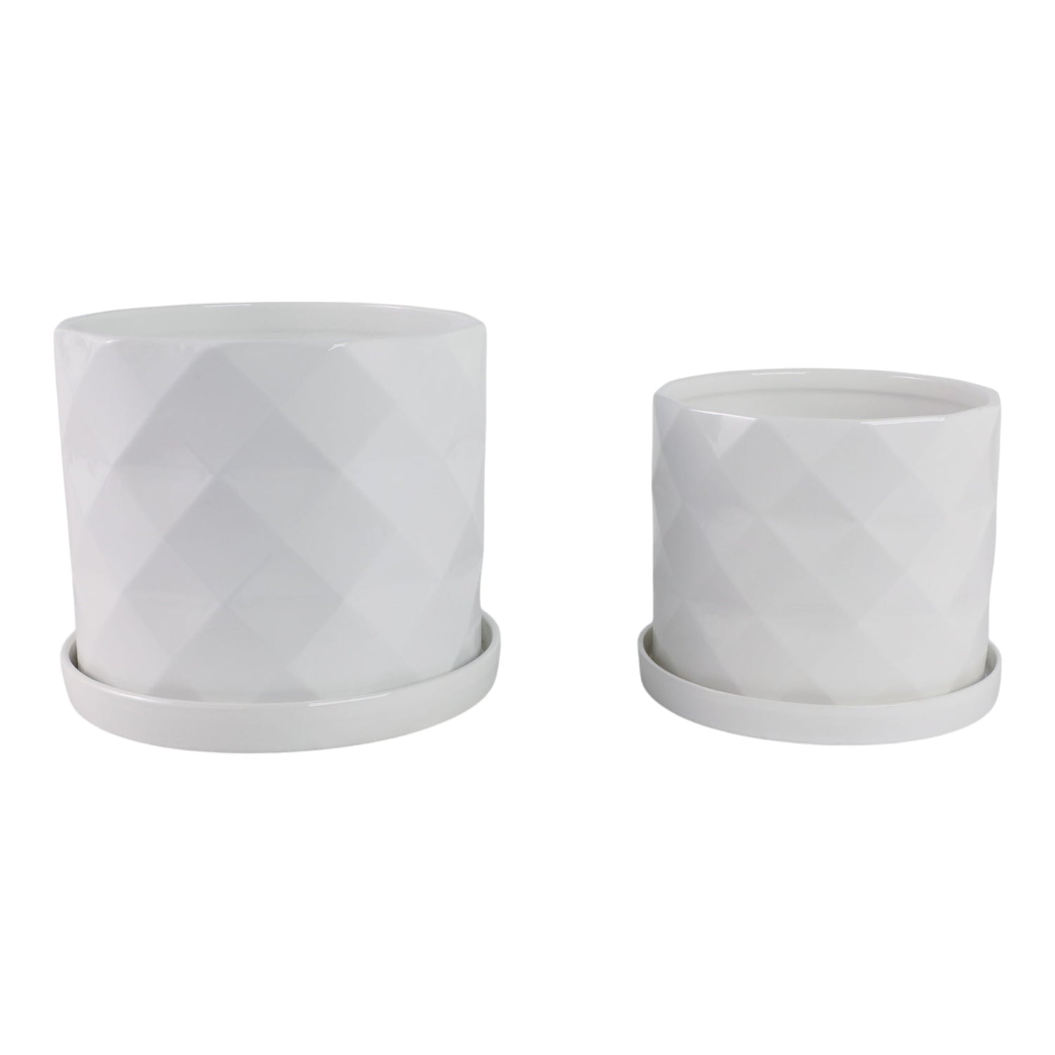 10" / 12" Geo Planter (Set of 2) - White