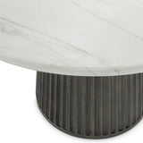 Caspia - 47" Outdoor Round Dining Table - Snowdrift White / Black