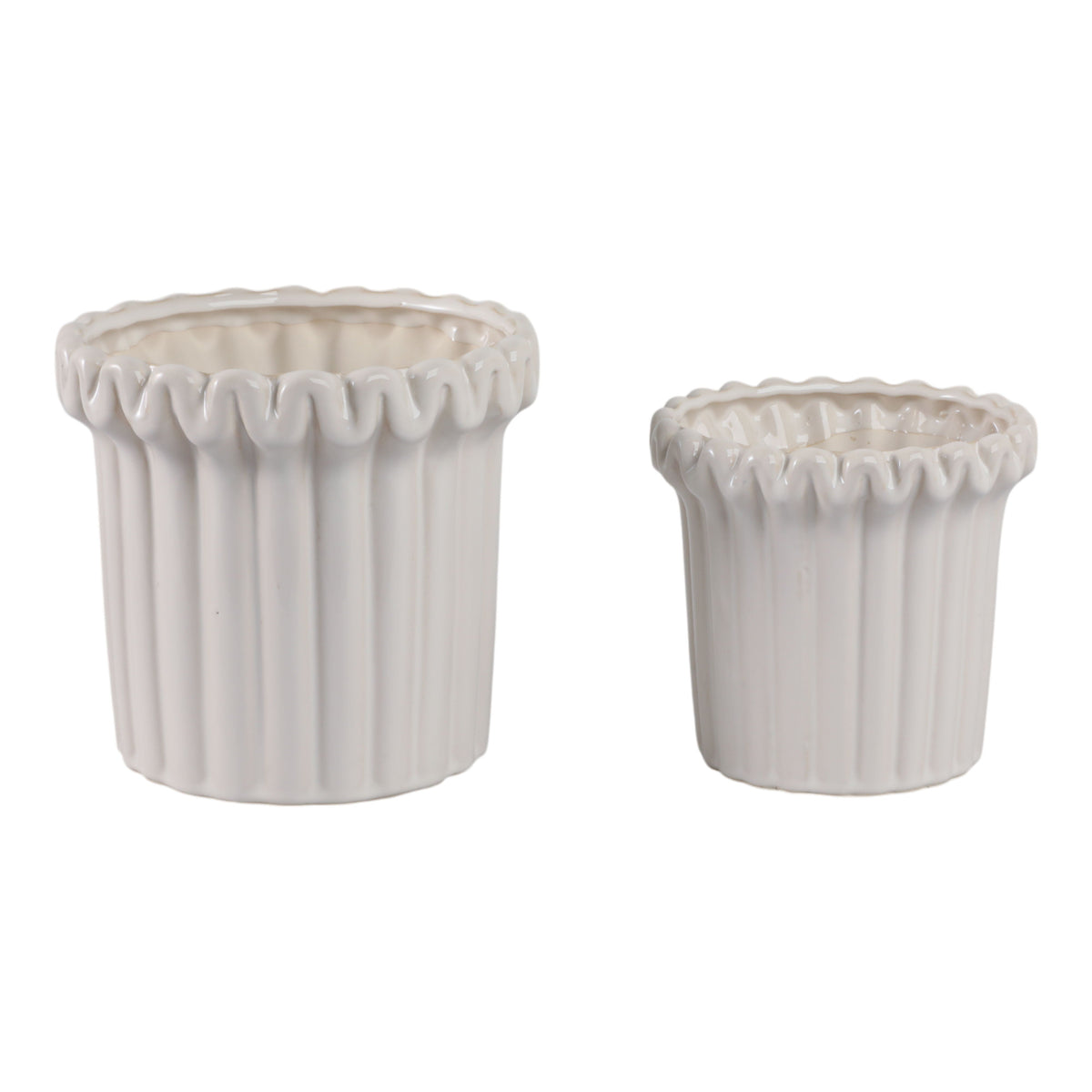 7" / 9" Fluted Planters (Set of 2) - Ivory