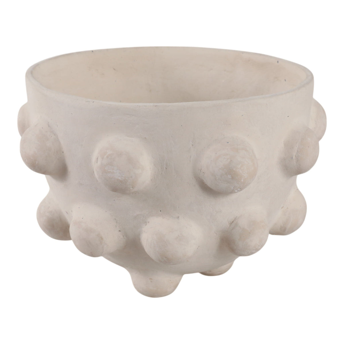 10" x 6" Large Hobnail Paper Mache Bowl - White
