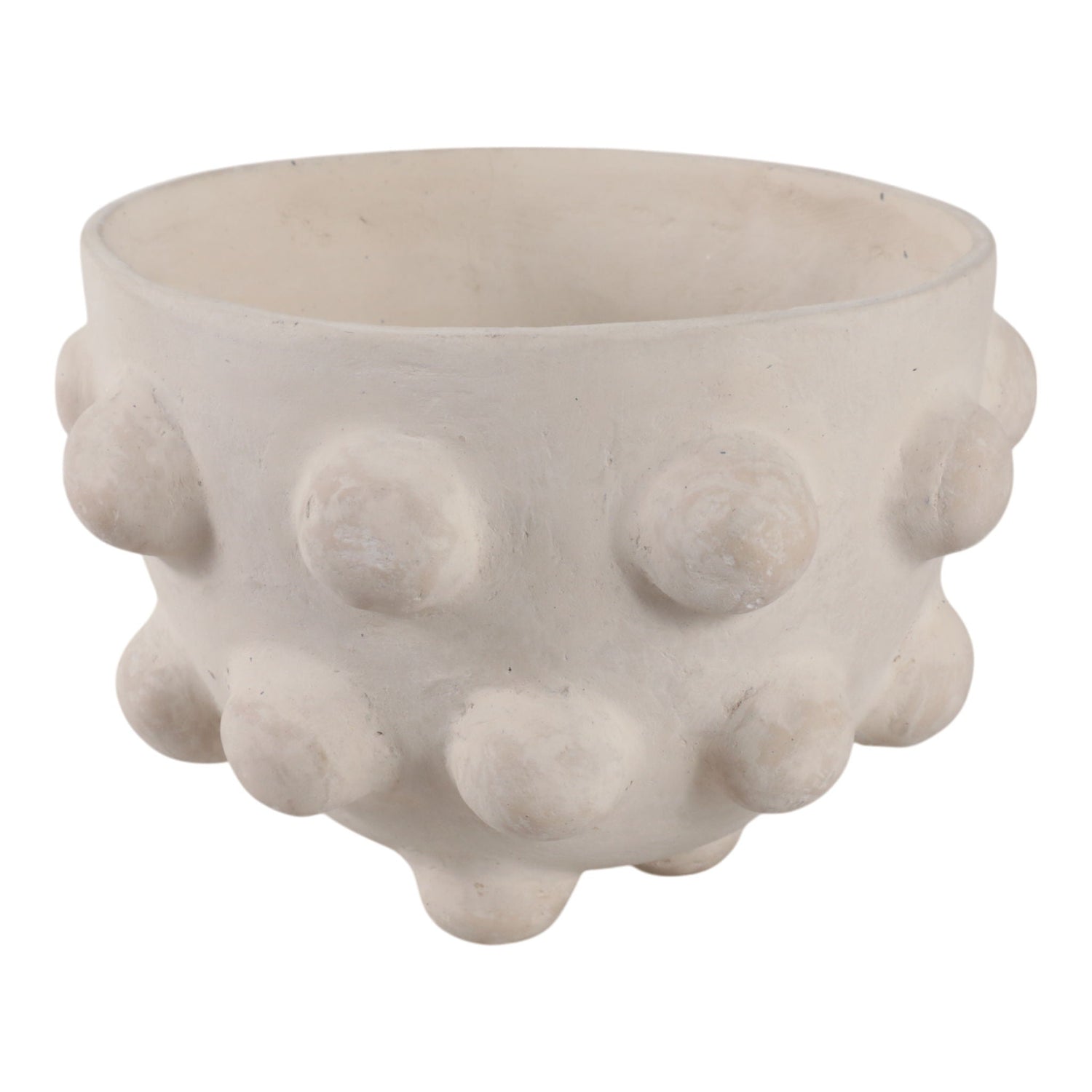 10" x 6" Large Hobnail Paper Mache Bowl - White