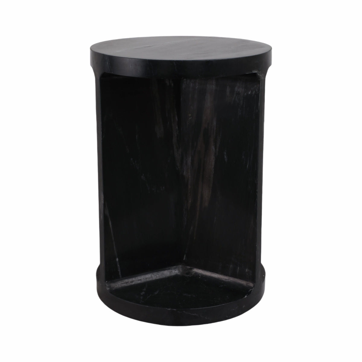 20" Augusto Carved Marble Accent Table - Black