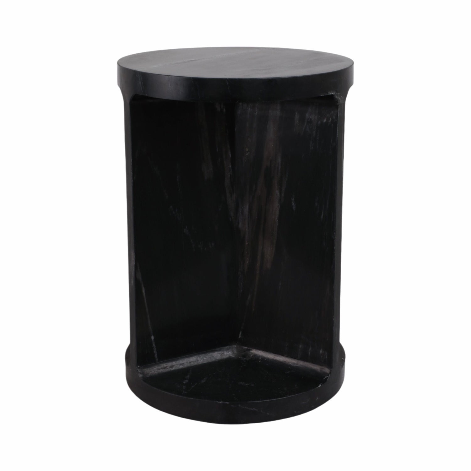 20" Augusto Carved Marble Accent Table - Black