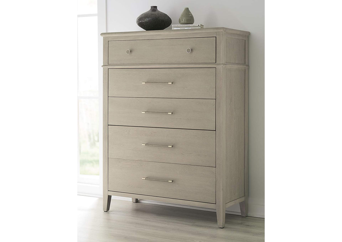 QATK84 Camden Five Drawer Oak Wood Chest In Chai