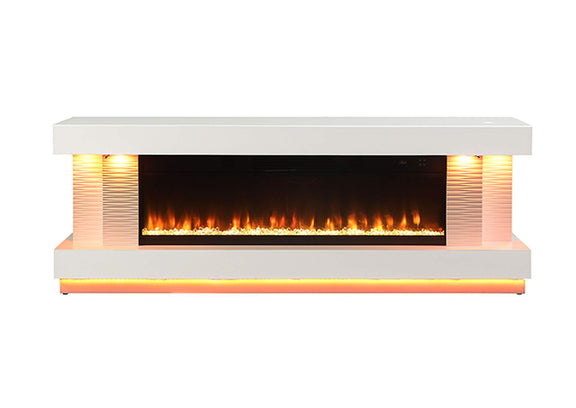 FM-AC8009WH-TV Peseux 71" TV Stand w/ Electric Fire Place