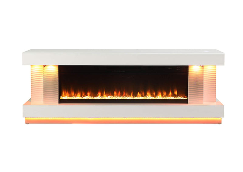 FM-AC8009WH-TV Peseux 71" TV Stand w/ Electric Fire Place