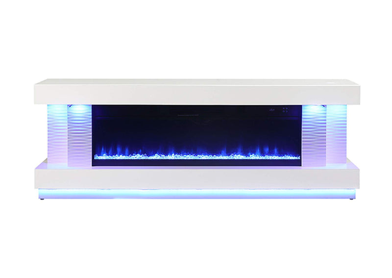 FM-AC8009WH-TV Peseux 71" TV Stand w/ Electric Fire Place