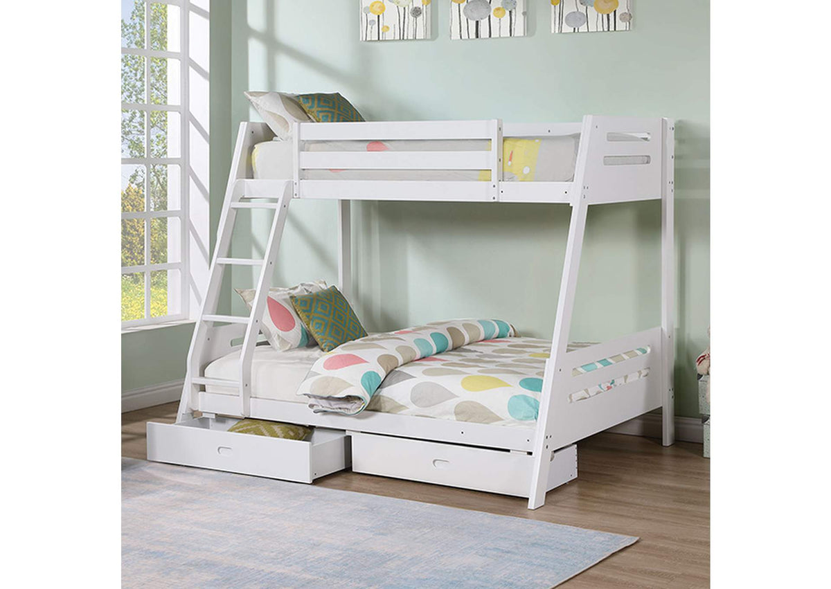 FM-BK003WH-BED Emilee Twin/Full Bunk Bed
