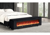 FM-BN6001BB Elnath Bench w/ Visual Wood Log Fireplace