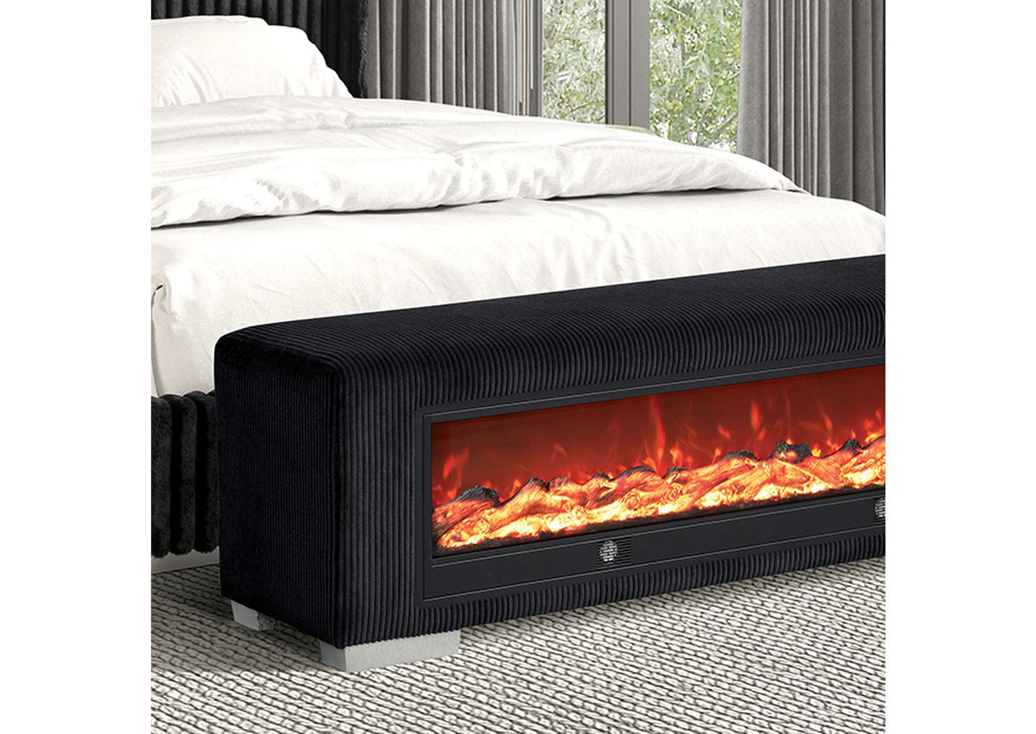 Elnath Bench w/ Visual Wood Log Fireplace