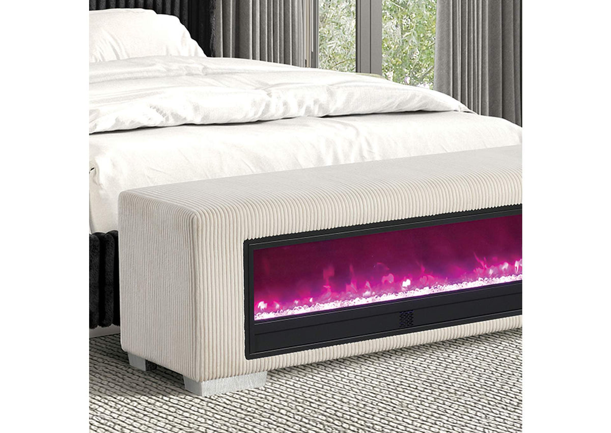 Elnath Bench w/ Visual Crystal Fireplace