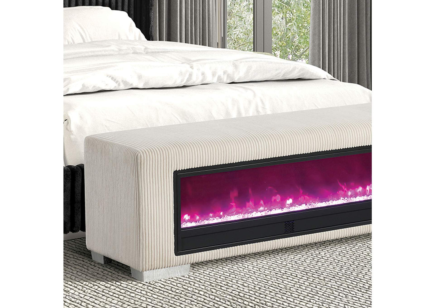 Elnath Bench w/ Visual Crystal Fireplace