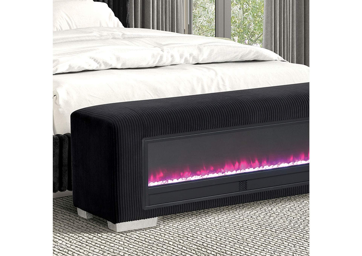 Elnath Bench w/ Visual Crystal Fireplace