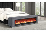 FM-BN6001GY Elnath Bench w/ Visual Wood Log Fireplace
