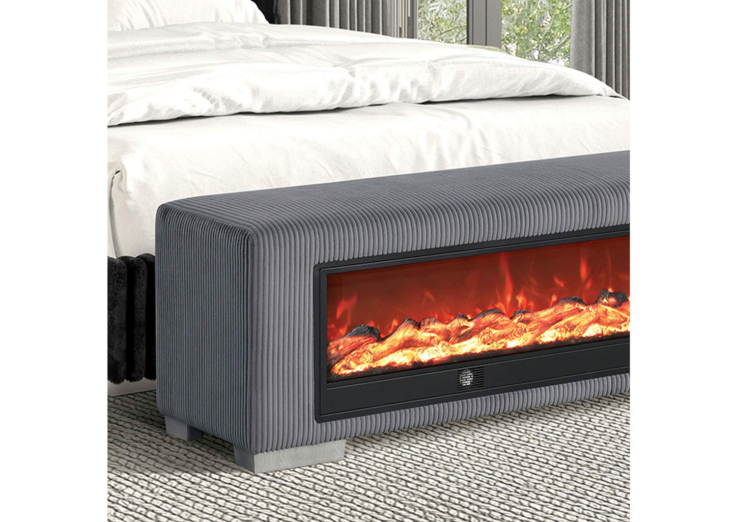 Elnath Bench w/ Visual Wood Log Fireplace