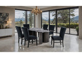 FM34007BK-T Selsey Dining Table, Black Stone Top
