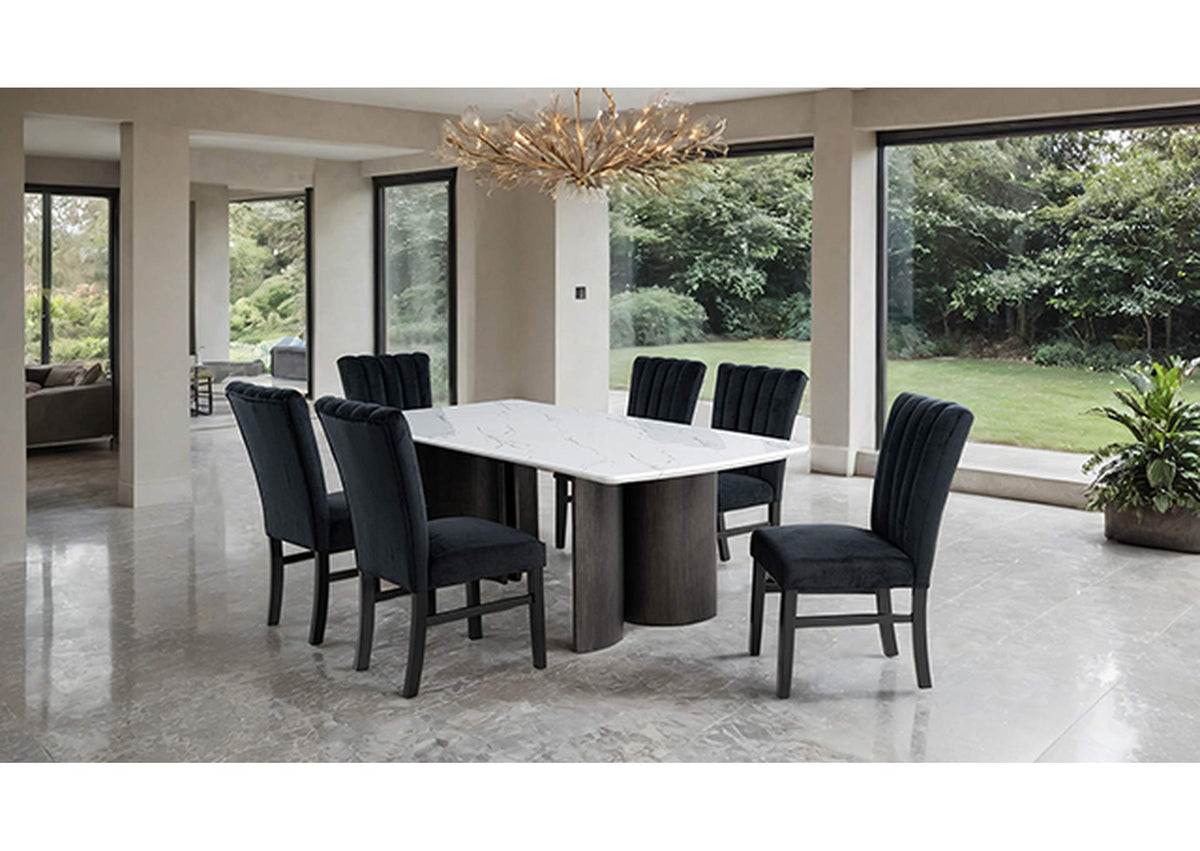 FM34007WH-T Selsey Dining Table, White Stone Top