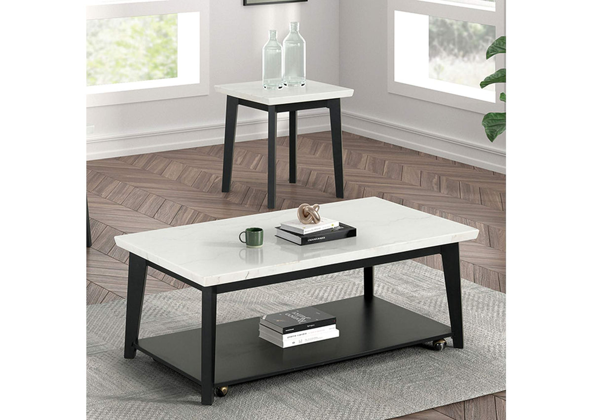 Thisted Rectangle Marble Coffee Table w/ Casters