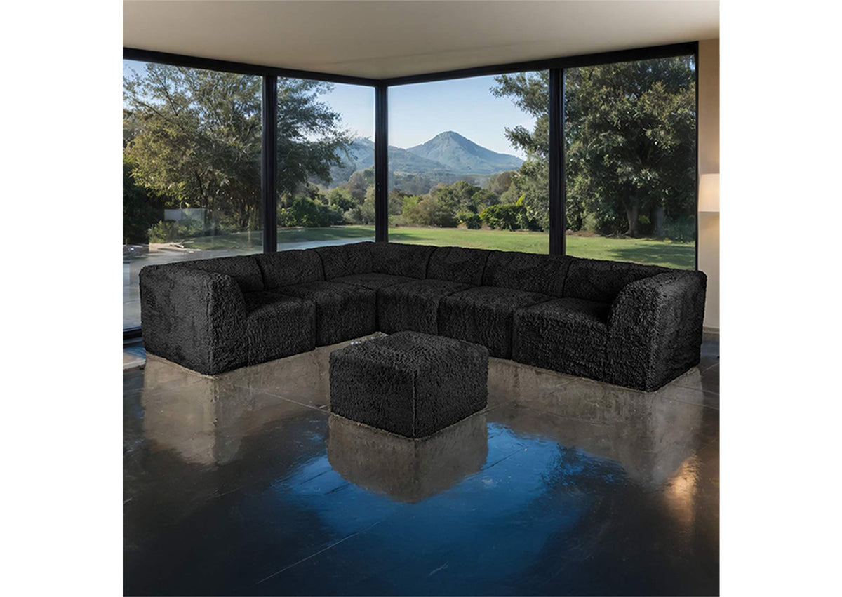 FM62102BK-SECT-L+OT Nappi Large L-Sectional w/ Ottoman (Compressed Foam)