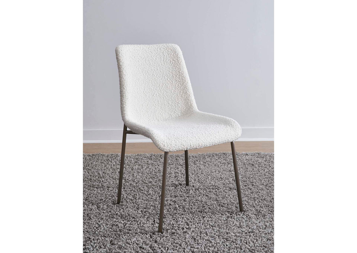 PWTB63HMZ Jade Upholstered Dining Chair In Cottage Cheese Boucle And Brushed Nickel Metal (Set of 2)