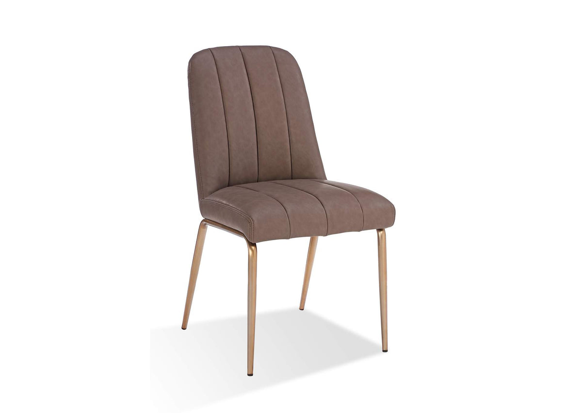 PUSJ63BPJ Apollo Upholstered Dining Chair In Cinnamon Synthetic Leather And Brushed Bronze Metal (Set of 2)