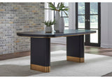 MPMV60 Doheny Wood And Metal Oval Dining Table In Black And Brass