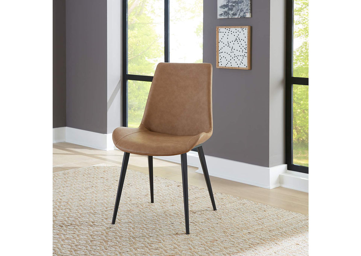 LJLF63 Nicoya Upholstered Dining Chair In Buckskin Synthetic Leather And Black (Set of 2)