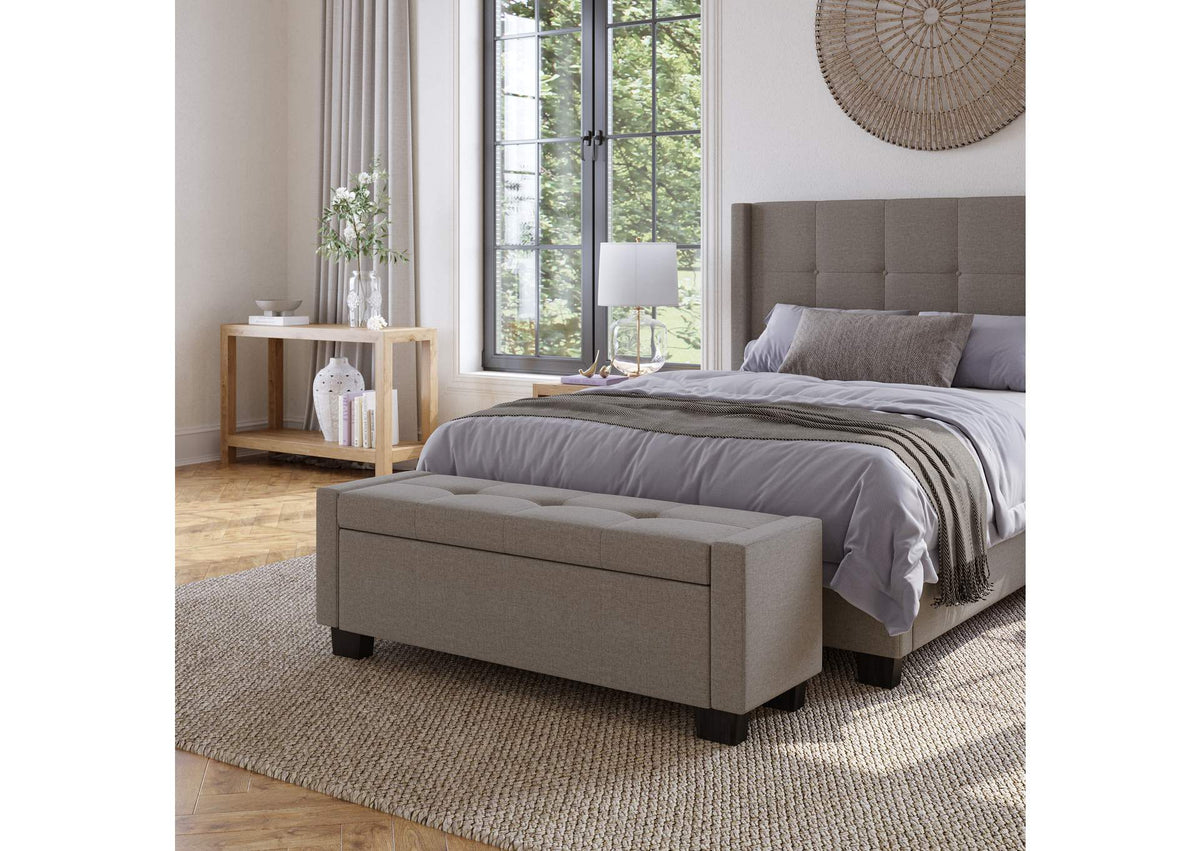 3ZH3887 Madeleine Tufted Storage Bench In Dolphin Linen