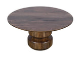 PMRR21 Virton Solid Wood Round Coffee Table In Smoked Brown